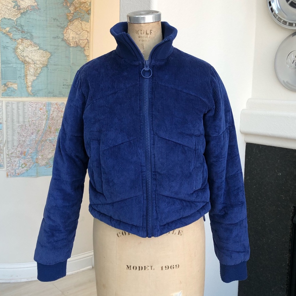 Urban Outfitters corduroy puffer jacket fall blue